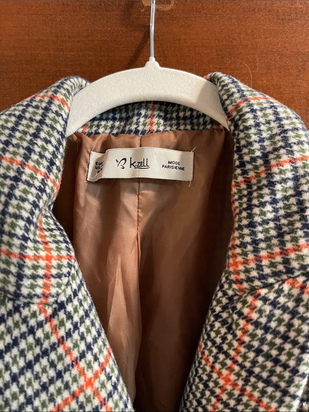 Plaid Double-Breasted trench coat M - Picture 3 of 7